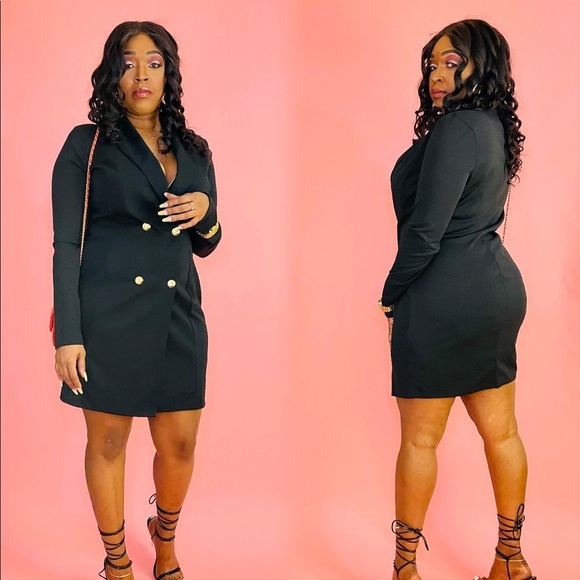 NEW TRENDY BLACK TUXEDO BLAZER DRESS - Picture 3 of 9